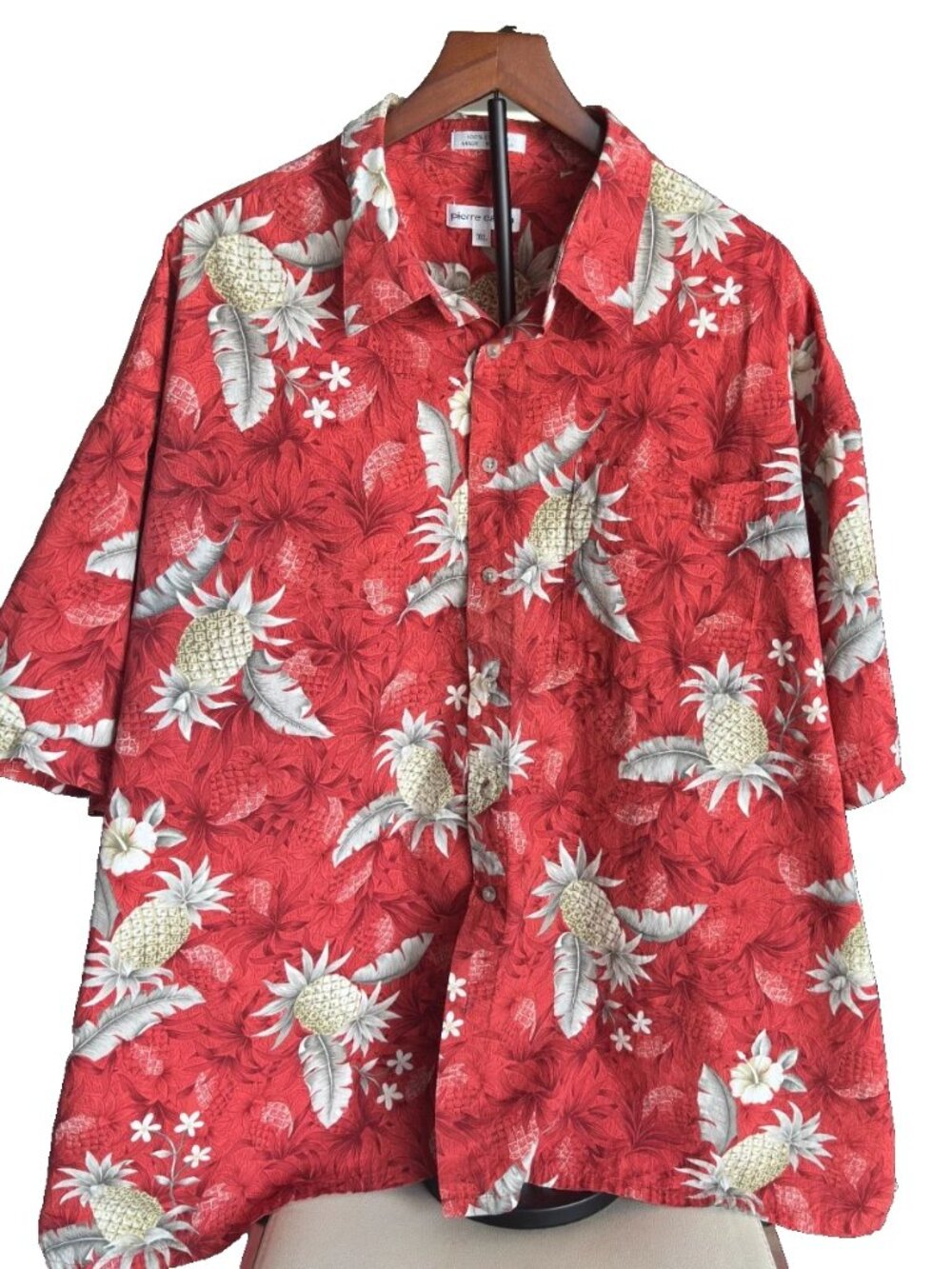 Pierre Cardin Vintage (90s) Red Hawaiian Casual Button Down Shirt, 3XL